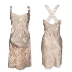 Fairy Strappy Floral‎ Rosette Silky Chemise Lingerie Slip Dress